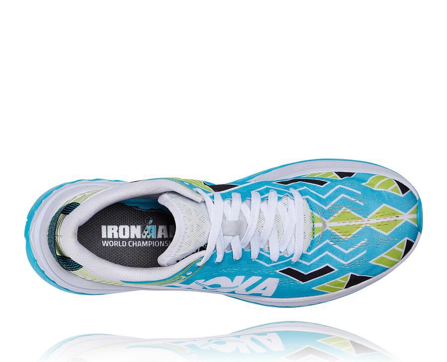 Hoka One One ランニングシューズ メンズ 青/白 - Carbon Ironman Kona X - PY5016234